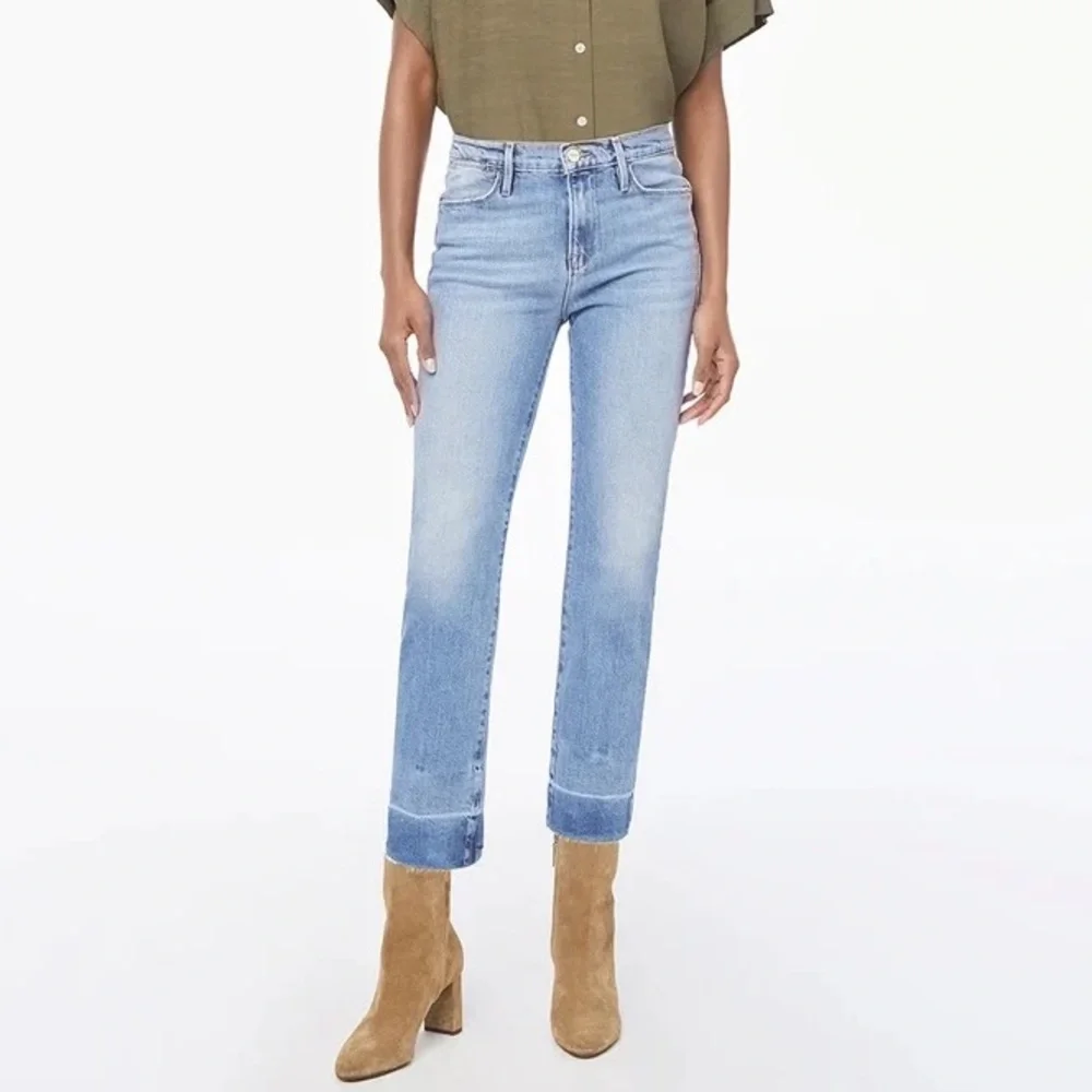 Frame Denim Le High Straight Raw Edge Side Slit in Imogen Dip Size 31 LHSTRAS204 - Picture 1 of 11
